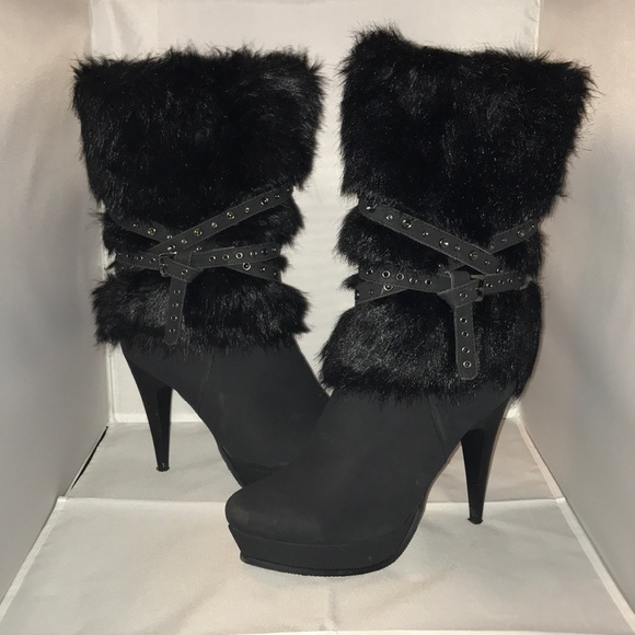 black furry boots